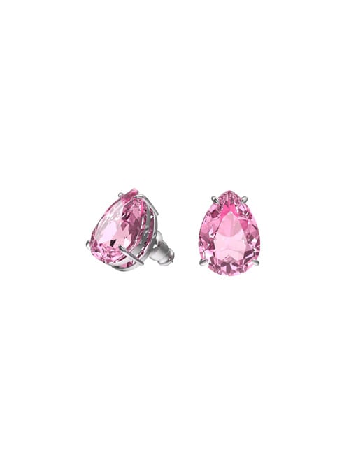 Chroma stud earrings, Pink, Rhodium plated