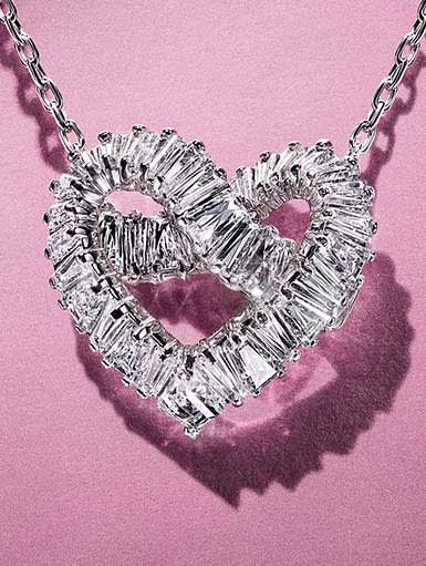 Matrix pendant, Mixed cuts, Heart, White, Rhodium plated