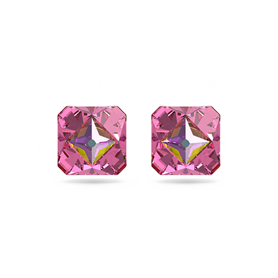 Ortyx stud earrings, Pyramid cut, Pink, Gold-tone plated