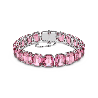 Millenia bracelet, Octagon cut, Pink, Rhodium plated