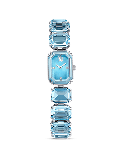 Watch Octagon cut bracelet, Blue, Stainless Steel