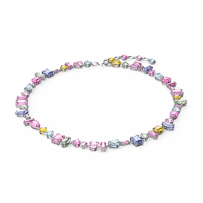 Gema necklace, Multicolored, Rhodium plated