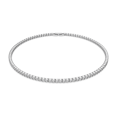 Tennis Deluxe necklace Round cut, White, Rhodium plated