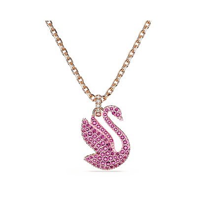Swarovski Iconic Swan pendant, Swan, Medium, Pink, Rose gold-tone plated