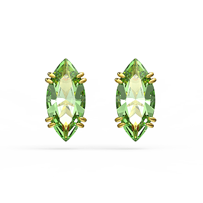 Gema stud earrings, Green, Gold-tone plated