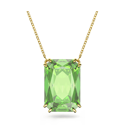 Millenia pendant, Octagon cut, Green, Gold-tone plated