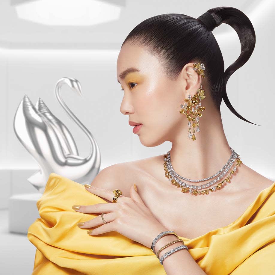 Yellow and clear Swarovski jewelry