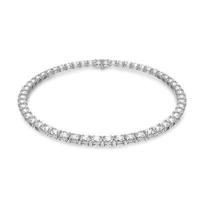 Millenia necklace, Square cut, Small, White, Rhodium plated