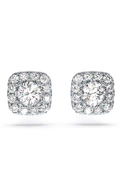 Essentials stud earrings, Diamond TCW 0.30 carat, Center Stone 0.09 carat each, Sterling Silver, Rhodium plated
