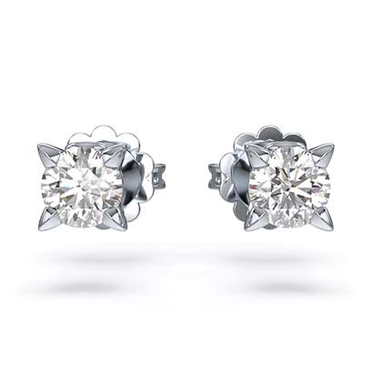 Eternity stud earrings, Diamond TCW 0.50 carat, 14K white gold