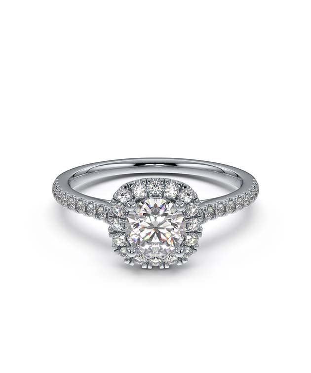 Signature ring, Diamond TCW 0.75 carat, Center Stone 0.50 carat, 14K white gold