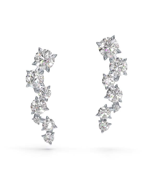 Intimate ear cuffs, Diamond TCW 1.10 carat, 14K white gold