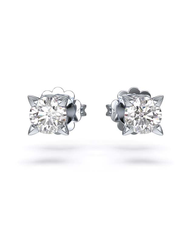 Eternity stud earrings, Diamond TCW 0.75 carat, 14K white gold