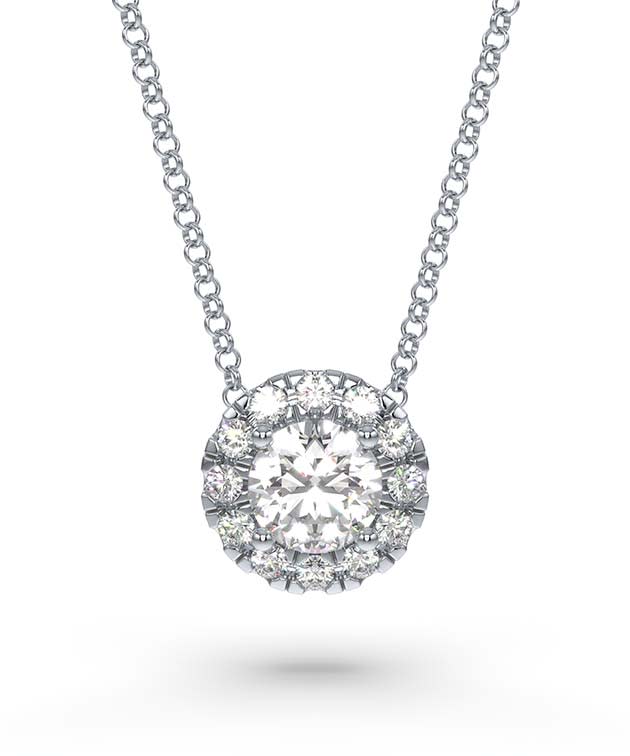 Signature pendant, Diamond TCW 0.50 carat, Center Stone 0.40 carat, 14K white gold