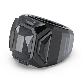 Chroma cocktail ring, Black, Ruthenium plated