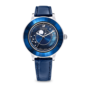 Octea Lux Chrono watch, Swiss Made, Leather strap, Blue, Rose gold-tone finish