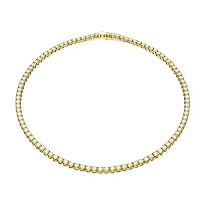 Matrix Tennis necklace, Round cut, Small, White, Gold-tone plated