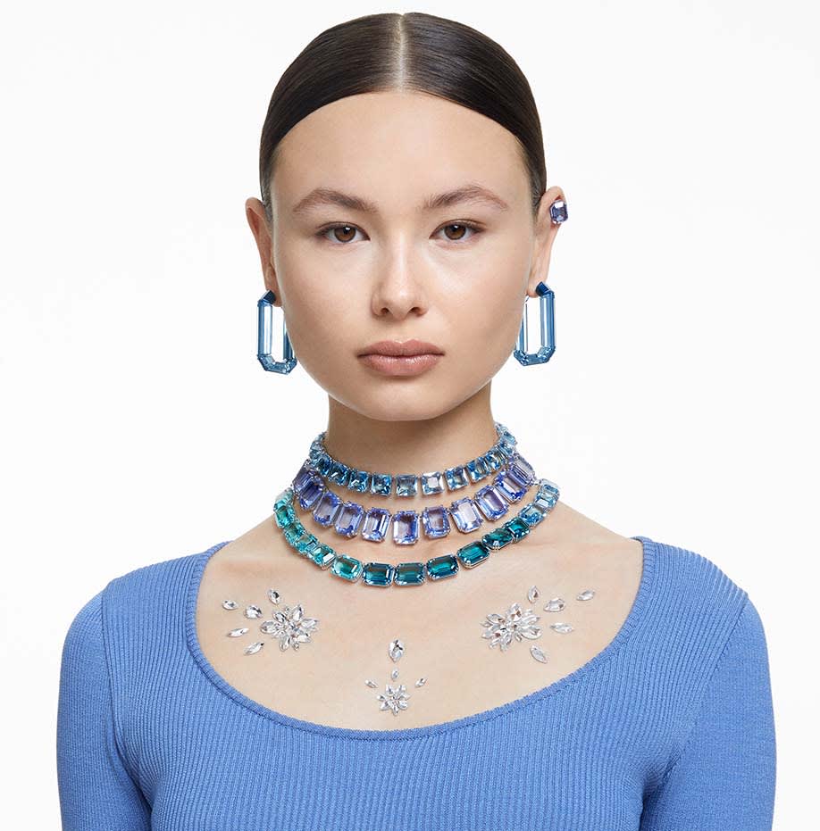 Swarovski blue crystals and body jewelry