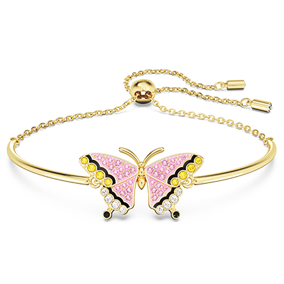 Idyllia bracelet, Butterfly, Multicolored, Gold-tone plated