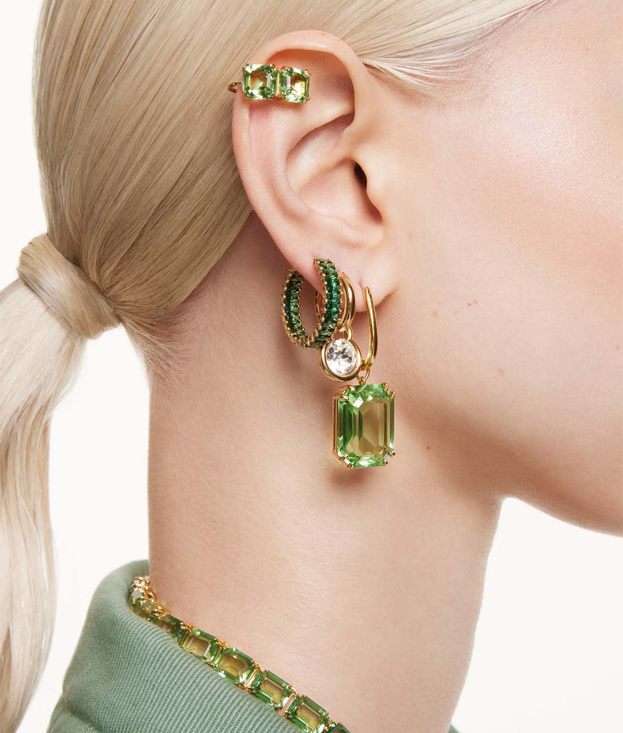 Green Swarovski crystallized earrings