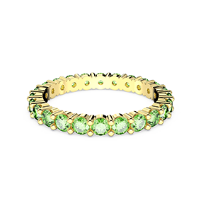 Matrix ring, Round cut, Green, Gold-tone plated