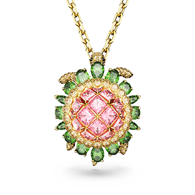 Idyllia pendant, Turtle, Multicolored, Gold-tone plated