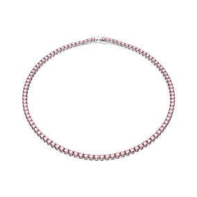 Matrix Tennis necklace, Round cut, Small, Pink, Rhodium plated