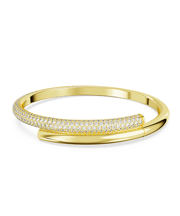 Dextera bangle, White, Gold-tone plated