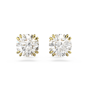 Constella stud earrings, Round cut, White, Gold-tone plated
