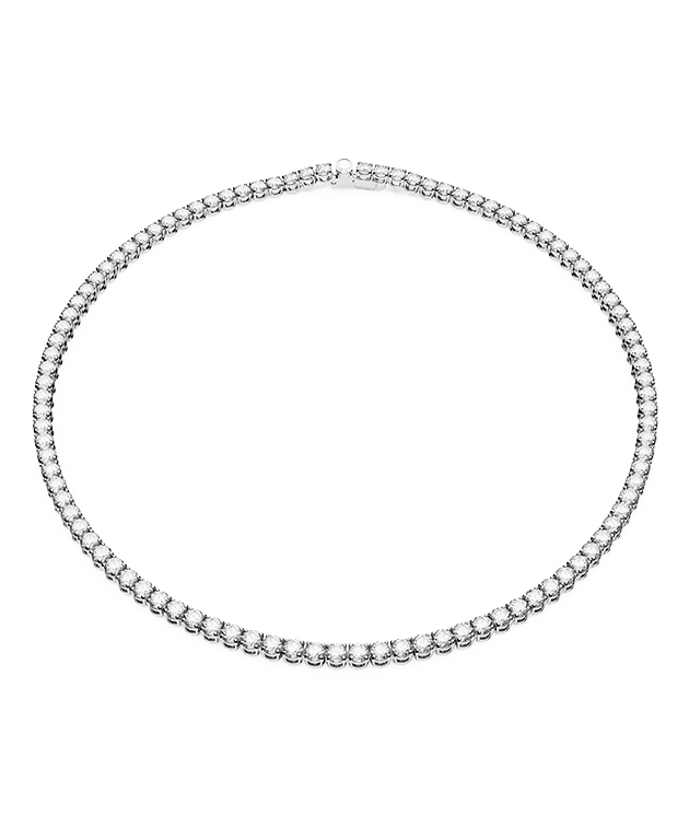 Matrix Tennis necklace, Round cut, Small, White, Rhodium plated