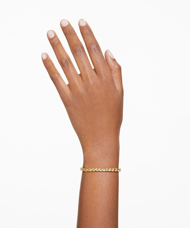 Matrix Tennis bracelet, Round cut, Small, Yellow, Gold-tone plated