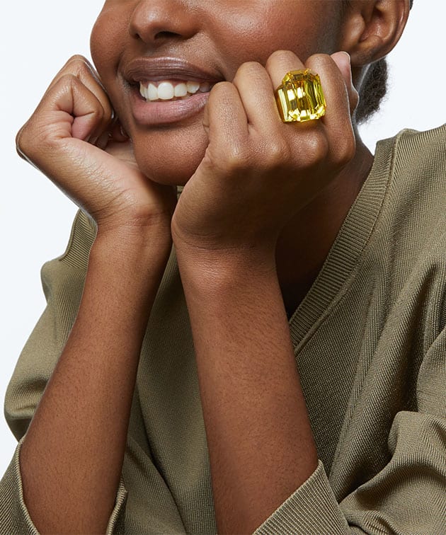 Lucent cocktail ring, Octagon cut, Yellow