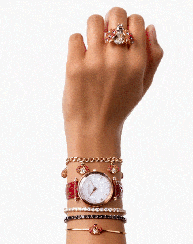 Swarovski Idyllia ladybug wristwear stack