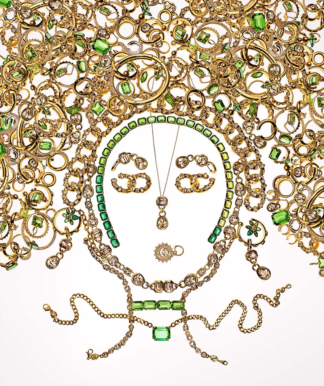 Swarovski green crystallized portrait