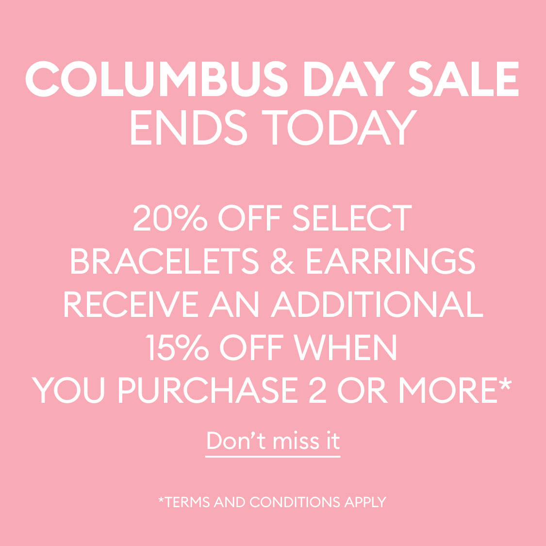Swarovski Columbus Day Sale ends today