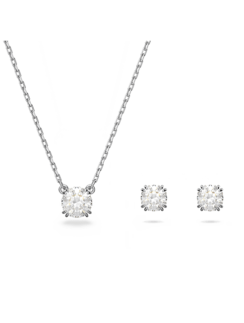 Constella set<br />Round cut, White, Rhodium plated