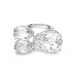 Millenia ring<br />Pear cut, White, Rhodium plated
