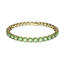 Matrix Tennis bracelet<br />Round cut, Medium, Green, Gold-tone plated