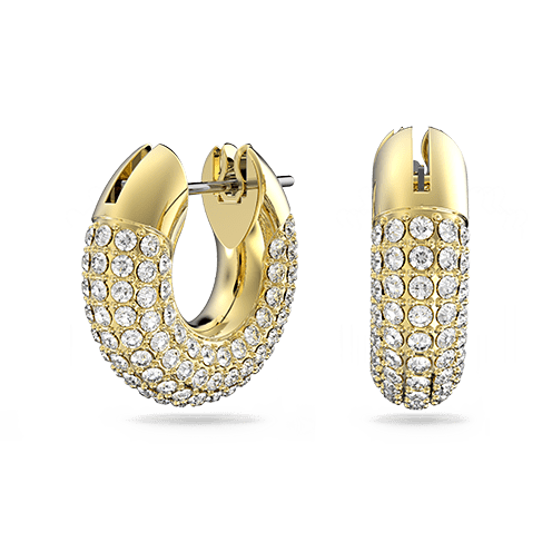 Dextera hoop earrings, Small, White, Gold-tone plated