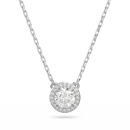 Constella pendant, Round cut, White, Rhodium plated