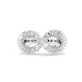 Hyperbola cocktail ring, Infinity, White, Rhodium plated