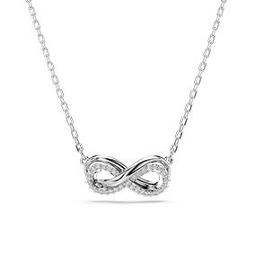 Hyperbola pendant, Pavé, Infinity, White, Rhodium plated
