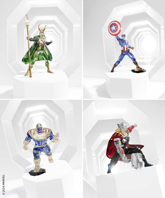 Čtyři figurky z kolekce Marvel x Swarovski