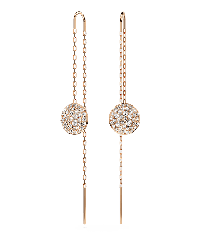 Meteora drop earrings, White, Rose gold-tone plated