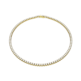 Matrix Tennis necklace, Round cut, White, Gold-tone plated
