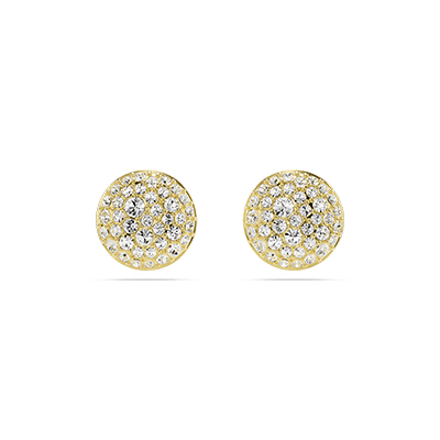 Meteora stud earrings, White, Gold-tone plated