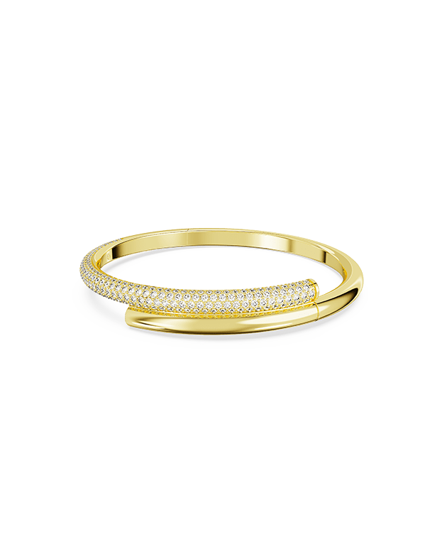 Dextera bangle, Magnetic closure, White, Gold-tone plated