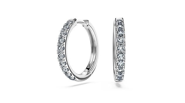 Eternity Pierced Earrings, Round Hoop, Laboratory grown diamonds, 0.5CT, 14k white gold