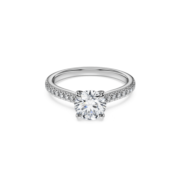 Eternity solitaire ring, Laboratory grown diamonds 1.2 ct tw, Round cut, 14K white gold