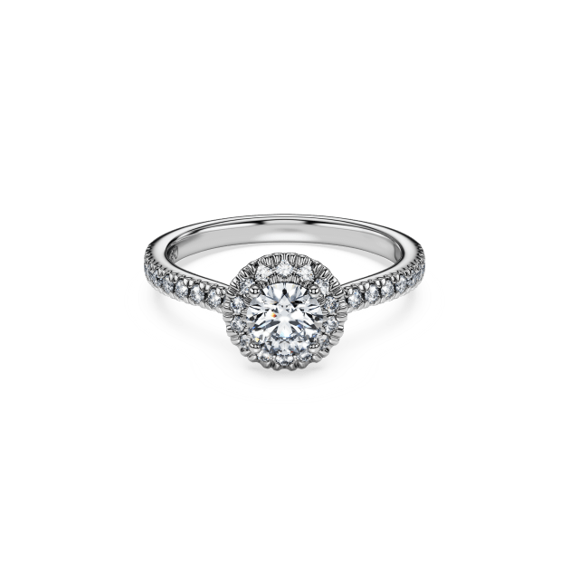 Eternity halo solitaire ring, Laboratory grown diamonds 1.33 ct tw, 14K white gold
